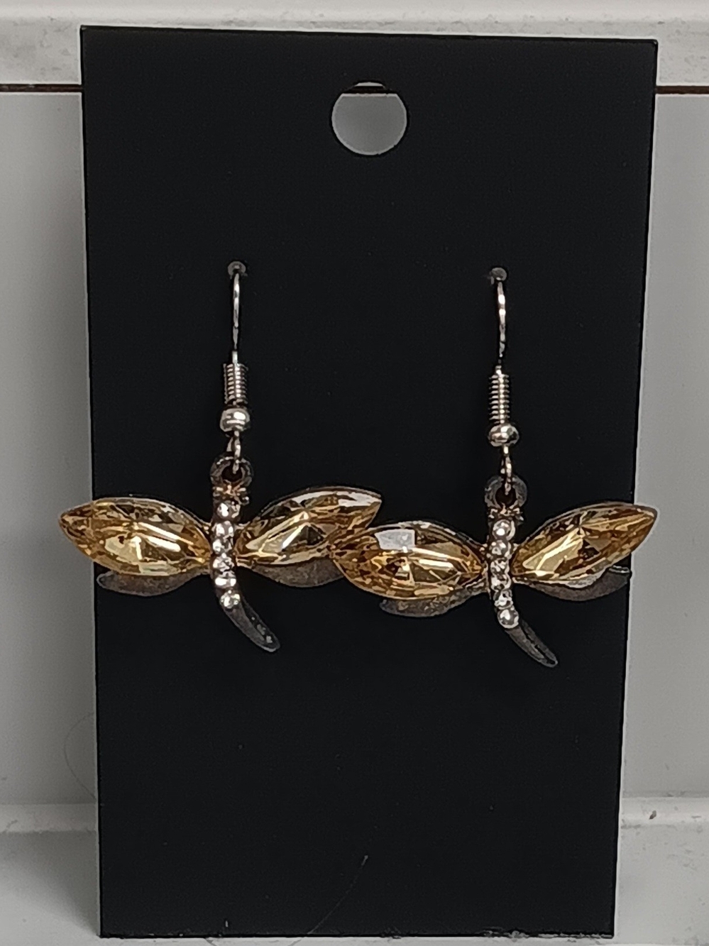 Handmade Dragonfly With Yellow Wings Dangle/ Drop Earrings